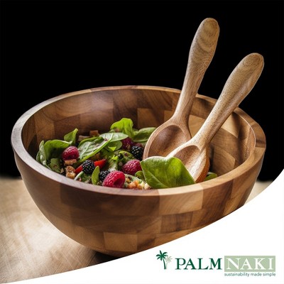 Palm Naki Premium Acacia Wood Salad Bowl and Servers Set
