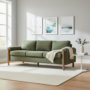 Homy Casa 83.86" Three-Seat Sofa with Curved Armrests & Integrated Wood Legs, Teddy Upholstery - 1 of 4