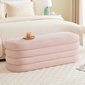 Gericco 49.2" Storage Ottoman Bench Upholstered Fabric Storage Bench for Bedroom End of Bed Aesthetic Large Oval Storage Ottoman - 1 of 4