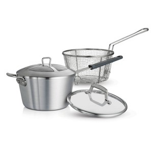 Tramontina 5.5qt Aluminum Nonstick Professional Fusion Covered Deep Fryer - Satin: Heavy-Gauge Fryer Pan, Dishwasher-Safe - 1 of 4