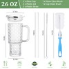 Itopfox 26oz Glass Tumbler with Lids and Straws, 2 Pack Mason Jar Wide Mouth Reusable Drinking Glasses for Smoothie, Iced Coffee, Beer, Travel Mug - 3 of 4