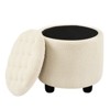 Sapphtopaz Modern Storage Ottoman Upholstered Circle Pouf Footstool with Removable Lid Small Vanity Stool Desk Foot Rest for Bedroom, Entryway - 2 of 4