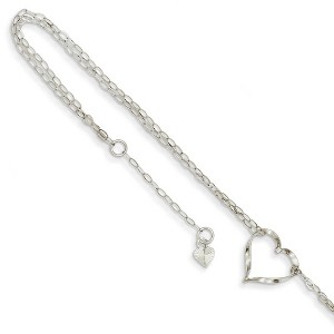 Black Bow Jewelry 14k Yellow or White Gold Open Heart Double Strand Anklet, 9-10 Inch - 1 of 4