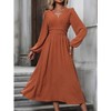 Clearlove Women's Spring Fall Dot V Neck Maxi Dress Casual Puff Long Lantern Sleeve A-Line Flowy Dress - 2 of 4