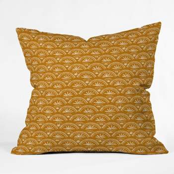 Joy Laforme Moroccan Fan Square Throw Pillow Yellow - Deny Designs