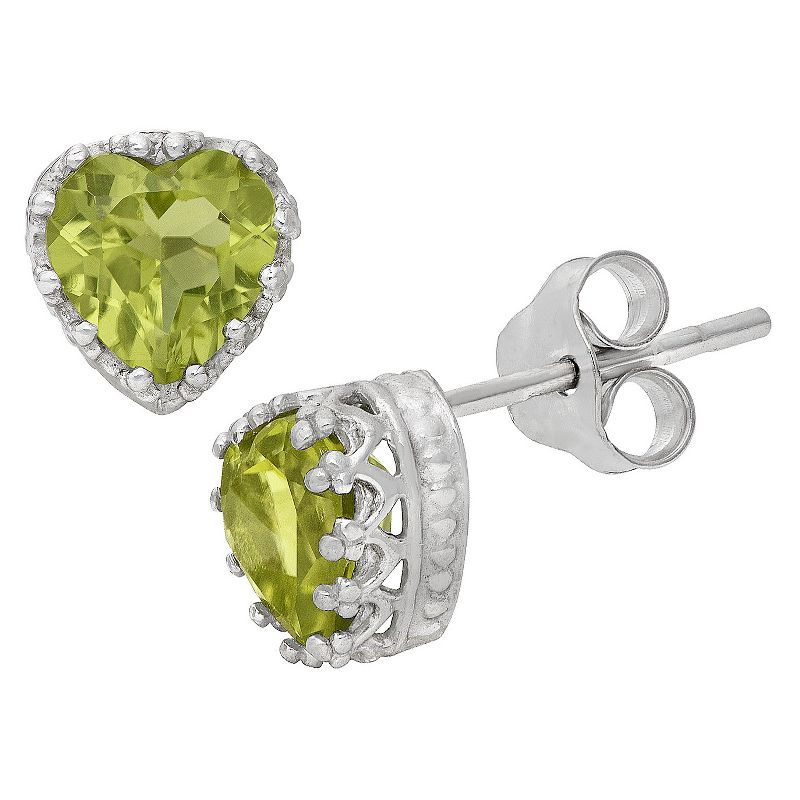 Sterling Silver Heart-Cut Crown Earrings, 1 of 2