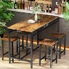 Hooseng Rustic Farmhouse 5-Piece Dining Room Table Set, 4-Person Small Space Dinig Table Set with MDF Top, Metal Frame, Standard Height Bar Table Set - 4 of 4