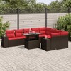vidaXL 10 Piece Garden Sofa Set with Cushions Brown Poly Rattan - 2 of 4