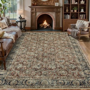 Washable Vintage Rug – Non-Slip, Distressed Area Rug for Living Room, Bedroom, Office - 1 of 4