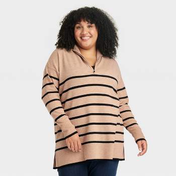 Women's Quarter Zip Mock Turtleneck Pullover Sweater - Ava & Viv™