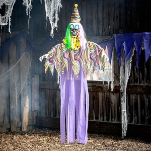 Morris Costumes 5.5 ft Light-Up Hanging Clown with Sounds Halloween Decoration - White - 1 of 2