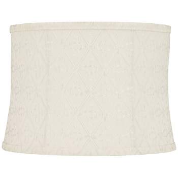 Springcrest Kolding Drum Lamp Shades White Medium 13" Top x 14" Bottom x 10" High Washer with Replacement Harp and Finial Fitting