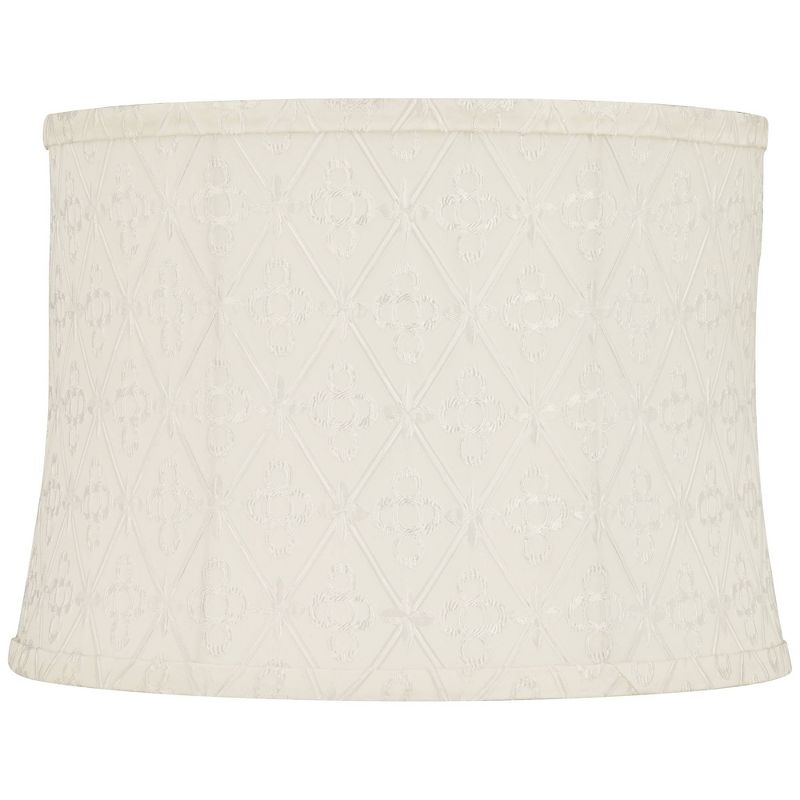Springcrest Kolding Drum Lamp Shades White Medium 13" Top x 14" Bottom x 10" High Washer with Replacement Harp and Finial Fitting, 1 of 10