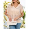 Womens V Neck Summer Pullover Sweater Vests Cap Sleeve Tops Casual Loose Fit Lightweight Knit Vest Tops - 4 of 4