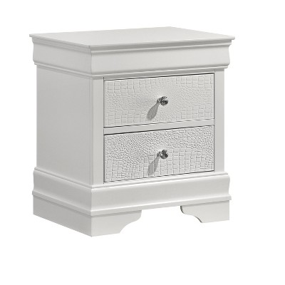 Vynxaria Blaze Modern 2-Drawer Nightstand - Wood Construction, Velvet-Lined Top Drawer, Crystal-Like Knobs