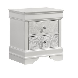 Vynxaria Blaze Modern 2-Drawer Nightstand - Wood Construction, Velvet-Lined Top Drawer, Crystal-Like Knobs - 1 of 4