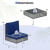 Costway 3 PCS Patio Furniture Set with Tempered Glass Coffee Table Soft Back & Seat Cushions Navy/White/Gray - 3 of 4