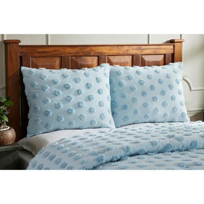 Athenia Plush Blue Cotton Full/Queen Comforter Set with Sham