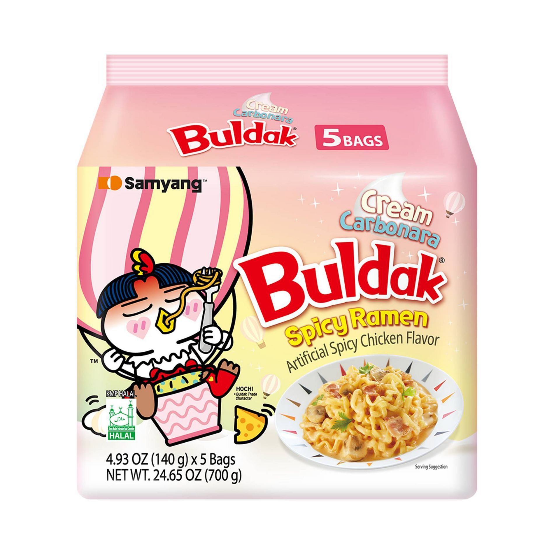 Samyang Buldak Cream Carbonara Spicy Chicken Ramen Noodles - 24.65oz/5ct