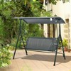 Resenkos 3-Person Swing Set, Outdoor Patio Swing With Adjustable Canopy, Steel Frame Bench Seat, Gray - 3 of 4
