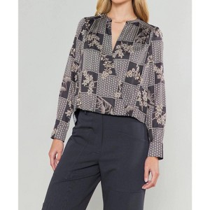 Women's Pintucked Yoke Two-Tone Top - current air - 1 of 4