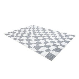 Washable Area Rugs, Modern Plaid Rugs for Living Rooms, Stain-Resistant Soft Geometric Rugs, Foldable Non-Slip Decorative Rugs - 1 of 4