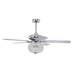 Warehouse Of Tiffany Gahila 52" Chrome Finish Crystal Ceiling Fan with Remote Control - 1 of 2