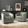 Set of 2 Molly Modern 360-degree Swivel Barrel Genuine Leather Chair with Solid Wood Base|ARTFUL LIVING DESIGN - 2 of 4