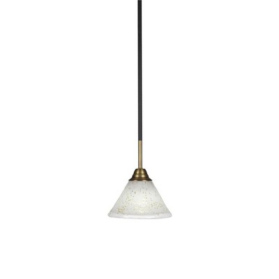 Toltec Lighting Paramount 1 - Light Pendant in  Matte Black/Brass with 7" Gold Ice Shade