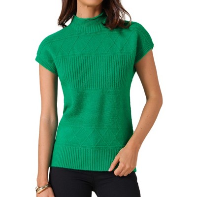 INSPIRE CHIC Women's Sleeveless Mock Neck Knitted Pullover Sweater Tops