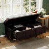 Classic Shoe Bench With Cushion And 3 Drawers, Fluted Entryway Bench With Storage For Living Room, Entryway Bench With Storage-Cuddlewood - 2 of 4