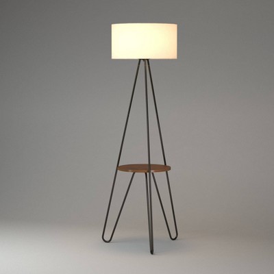 silver floor lamp with shelves