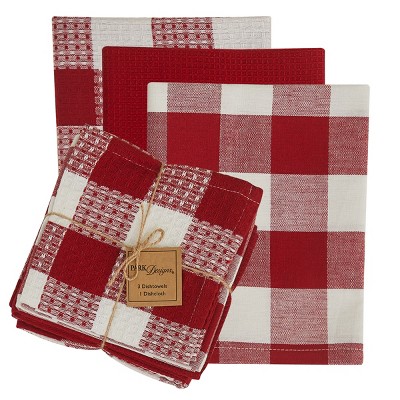 Park Designs Wicklow Check Dishtowel Set - Red & Cream