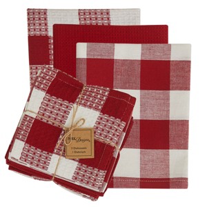 Park Designs Buffalo Check Dishtowel Set - Red & Cream - 1 of 3