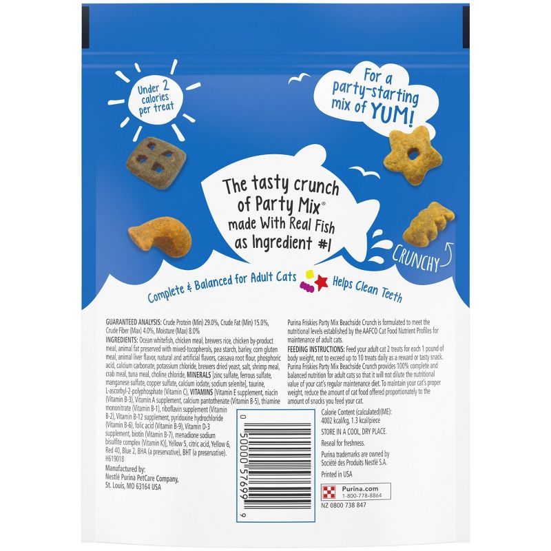 Purina Friskies Party Mix Beachside Crunch Crunchy with Chicken and Seafood Flavor Cat Treats, 3 of 8