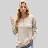 Anna-Kaci Women's Long Sleeve Henley Pullover with Button Detail and Ribbed Cuffs - 4 of 4