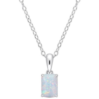 EVERLY JEWELRY | Sterling Silver Pendant with Gemstone and Created Gemstone – Multiple Stone Options