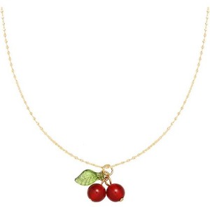 Cute Cherry Pendant Necklaces Faux Pearl Cherry Charms Necklace Kawaii Cherry Fruit Gold Chain Necklaces Fruits Cute Choker for Women Girls - 1 of 4