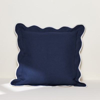 Lush Décor Coastal Chic Scalloped Edge Pillow Cover Navy/Off White