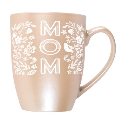 Elanze Designs Mother's Day Appreciation Coffee Cup Mug 10 Ounce Ceramic With Shimmery Metallic Finish Mom Floral Pattern Precious Pearl