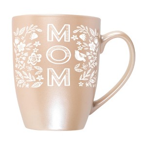 Elanze Designs Mother's Day Appreciation Coffee Cup Mug 10 Ounce Ceramic With Shimmery Metallic Finish Mom Floral Pattern Precious Pearl - 1 of 4
