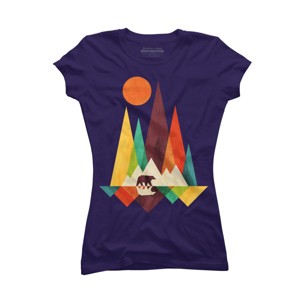 Junior's Design By Humans Mountain Bear By radiomode T-Shirt - 1 of 3