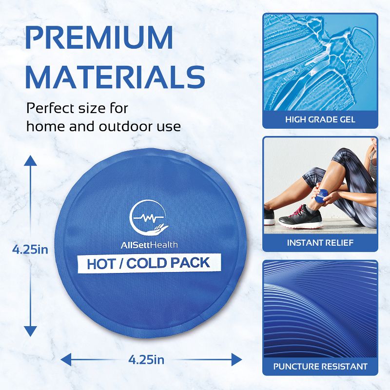 AllSett Health® Reusable Hot and Cold Round Gel Packs for Injuries, 5 Pack, 5 of 8