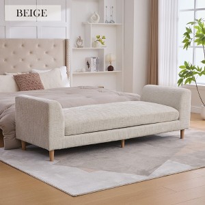 Mlmh & Kngwa 83.1"W Oversized End of Bed Bench,Modern Upholstered Chaise Lounge Couch with 2 Bolster Pillows and Armrests - 1 of 4