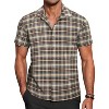 COOFANDY Mens Short Sleeve Button Down Shirt Plaid Button Up Shirts Casual 75% Cotton Work Shirts - 2 of 4