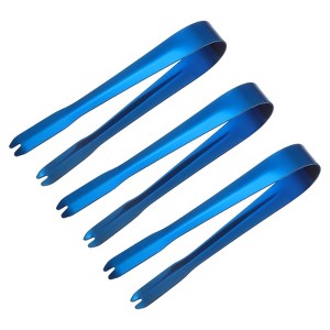 Unique Bargains Stainless Steel Ice Tongs for Appetizers, Charcuterie, Dessert, Tea Party, Bar, Cafe Serving 5.2" Blue 3 Pcs - 1 of 4
