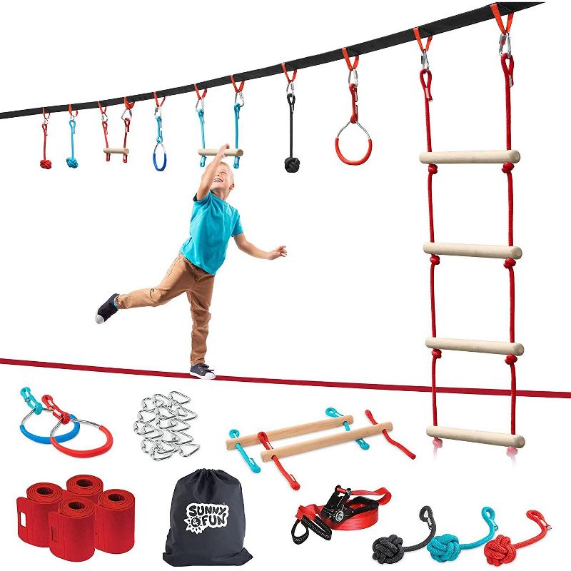 Sunny & Fun 50 Ft. Ninja Warrior Obstacle Course for Kids Outdoor Kit, 1 of 10