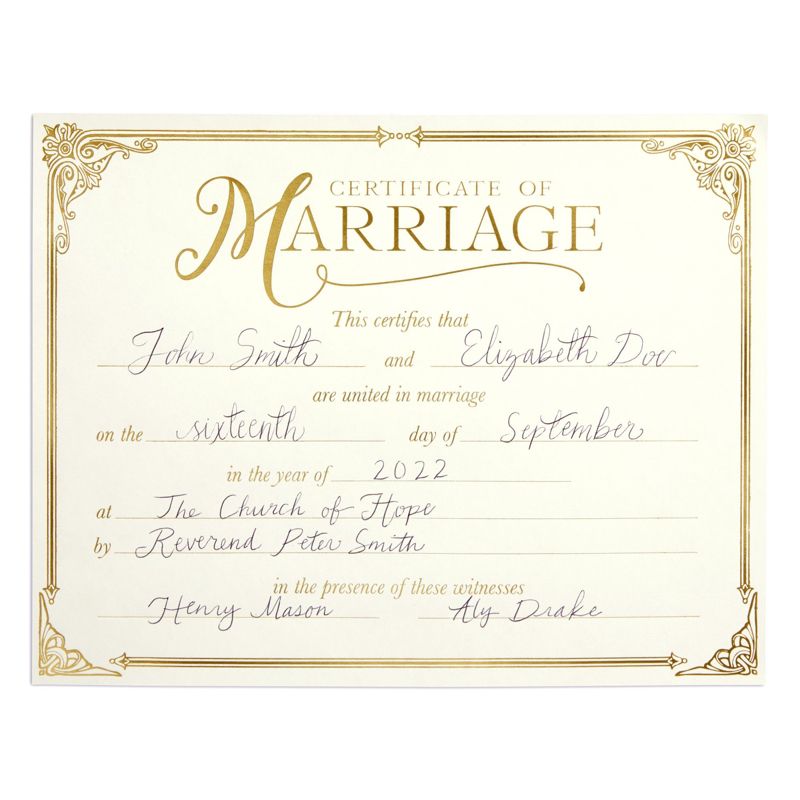 Juvale 48 Pack Marriage Certificates with Gold Foil Edges for Wedding Ceremony, Official Newly Weds, Proposals, Ivory Offset Paper,11 x 8.5 In, 4 of 9