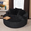 XIZZI Plush Round Sofa for Living Room, Soft Polyester Fabric with Spring & Sponge, 58.26" Circular Cozy Chair in Beige/Gray/Black - Modern Home Deco - 3 of 4