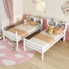 NicBex Twin over Twin Bunk Bed Convertible Wooden Bed Frame with Storage Headboard, Ladder and Full Length Guardrail, No Box Spring Required - 3 of 4